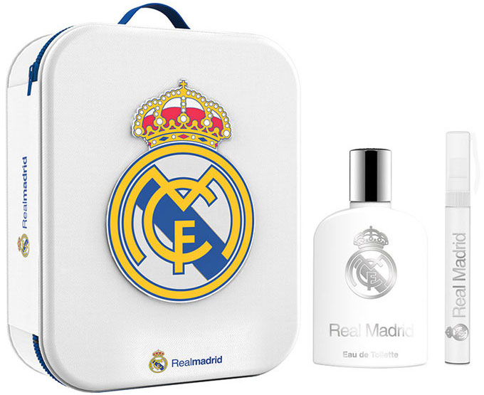 Zestaw Real Madrid Eau De Toilette Spray 100 ml + Woda toaletowa mini 10 ml + Metalowa kosmetyczka (8411114085463)