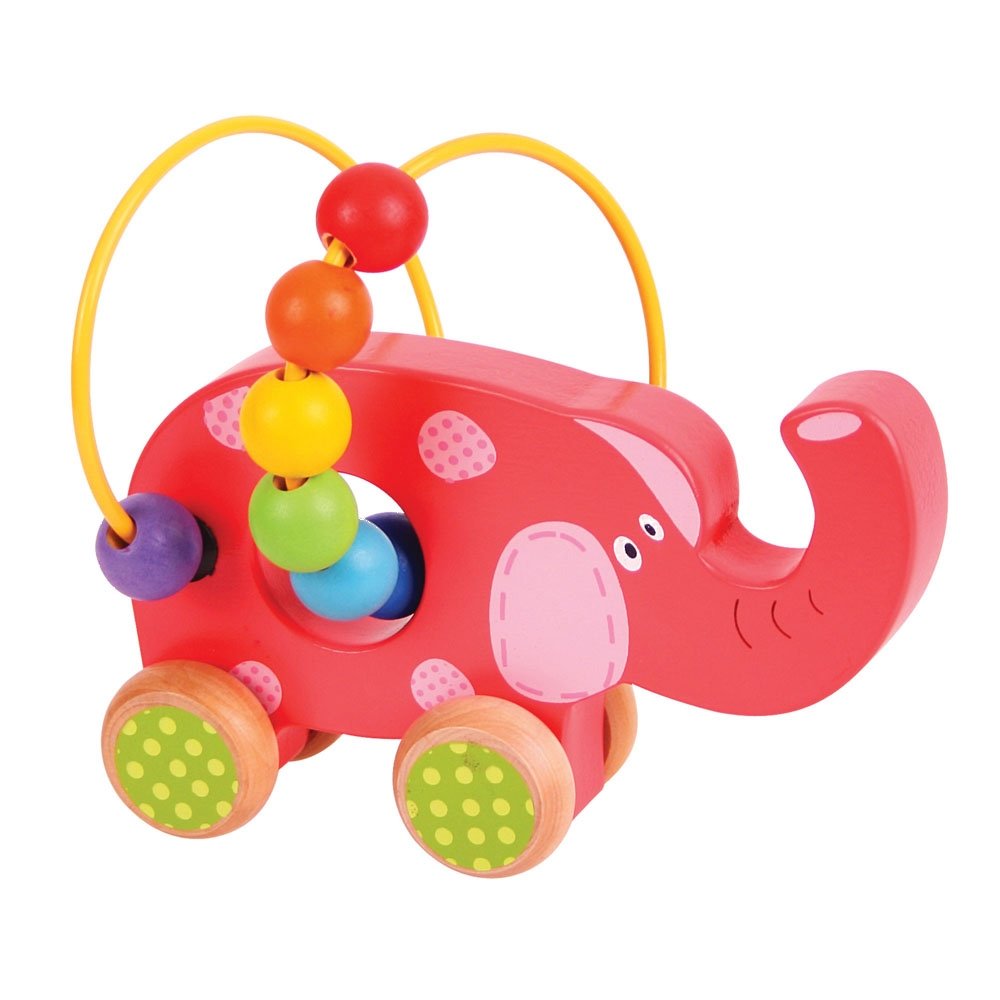 Bigjigs Toys Bigjigs Rail (Elephant) - BB071 Elephant Push Along Bead Frame BB071