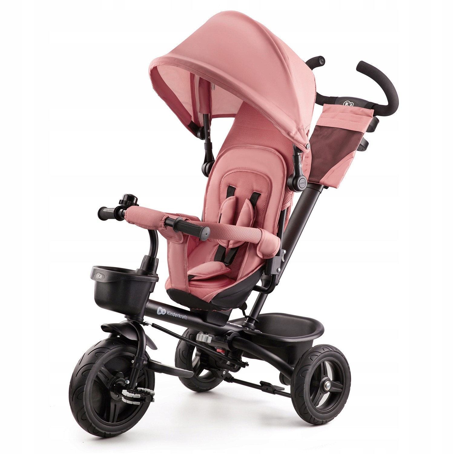 Rowerek trójkołowy z funkcją spacerówki Kinderkraft AVEO Rose Pink