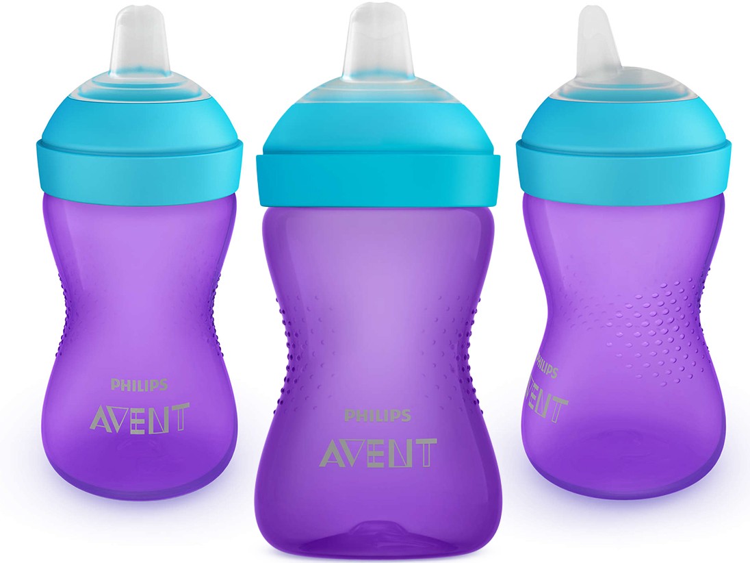 Kubek niekapek z ustnikiem 300 ml Avent My Grippy SCF802 fioletowy z morskim