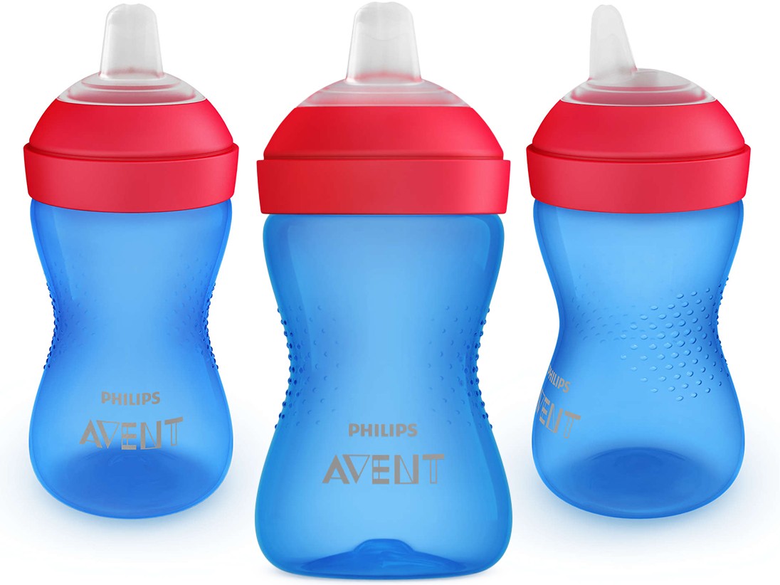 Kubek niekapek z ustnikiem 300 ml Avent My Grippy SCF802 niebieski z czerwonym