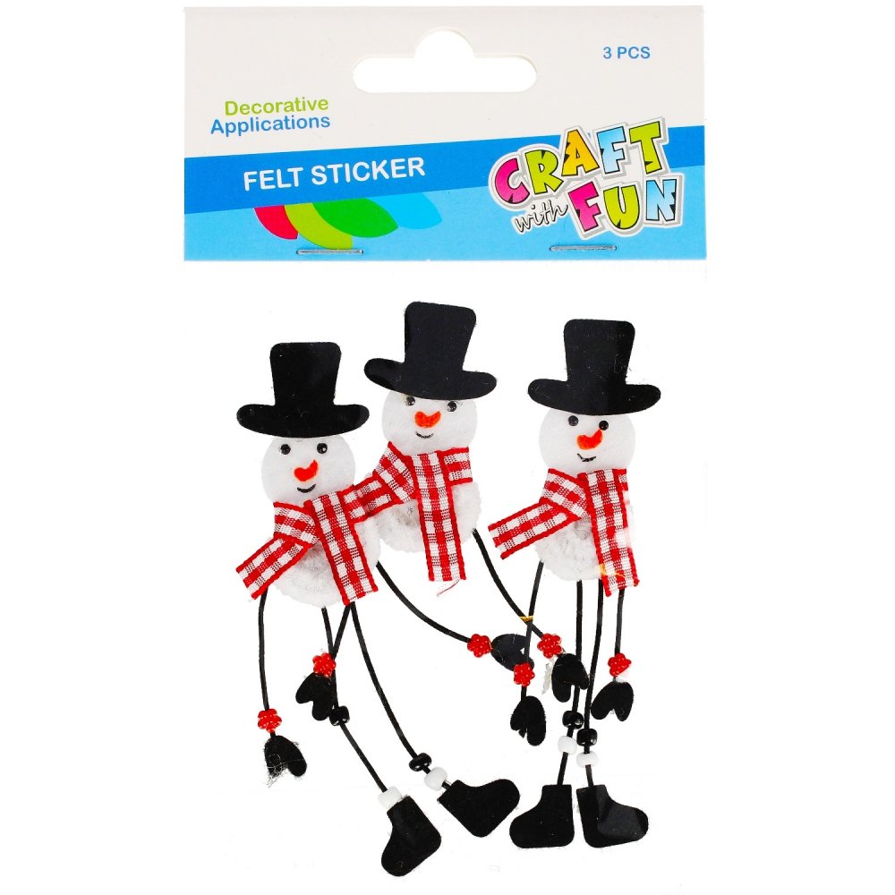 Craft With Fun, Ozdoba dekoracyjna filcowa, samoprzylepna, Boże Narodzenie, Bałwanki, 480865