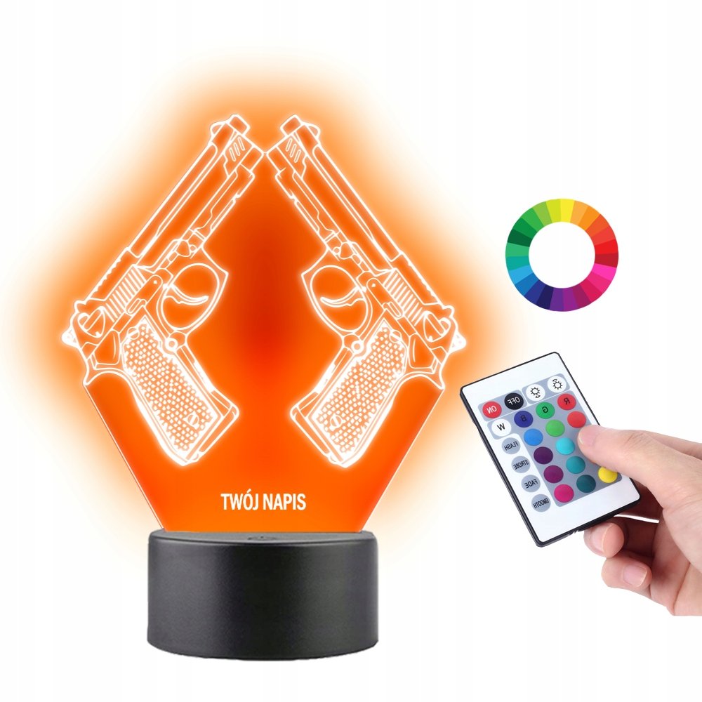 Lampka na Biurko Statuetka Pistolety Rewolwery