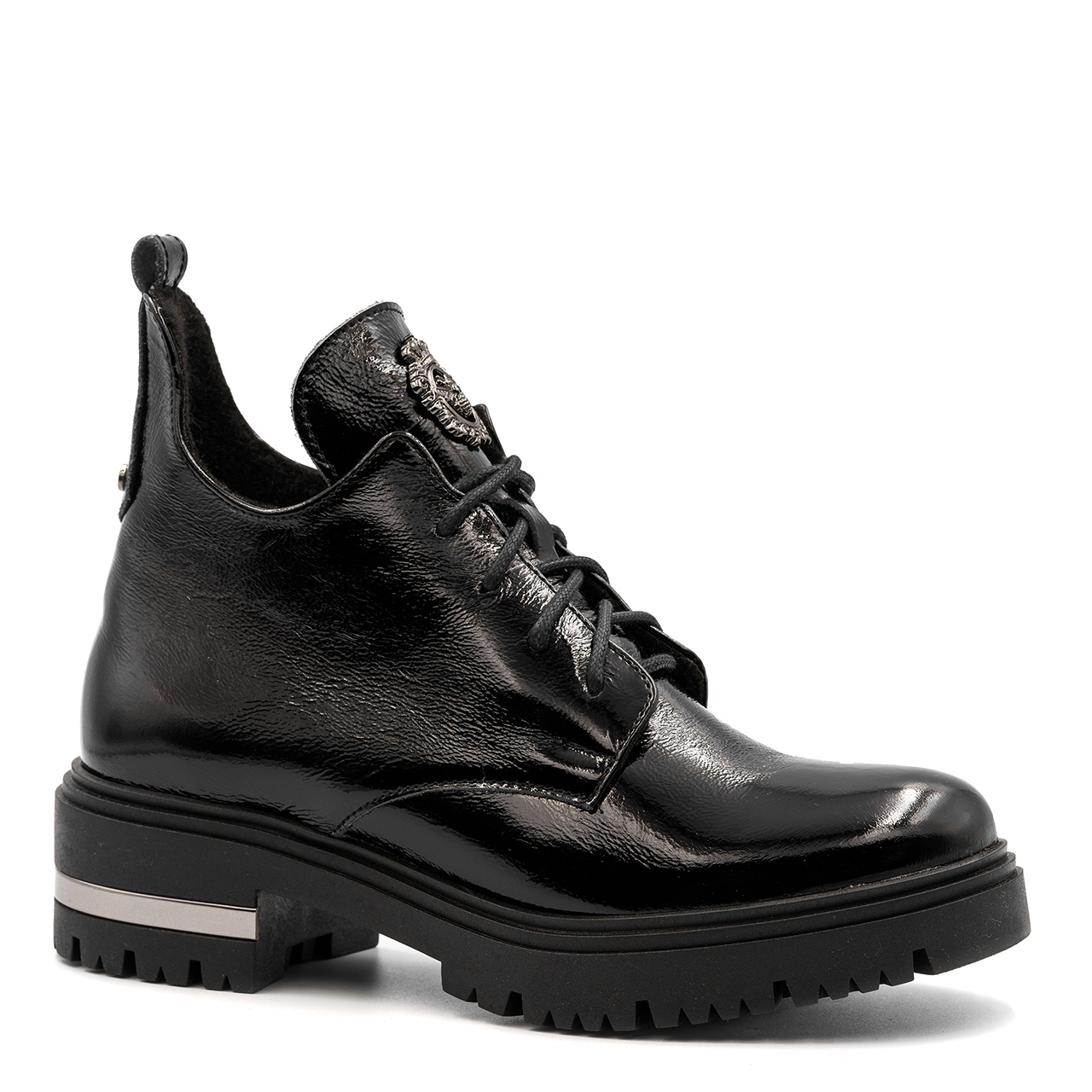 Czarne lakierowane botki LM60309 - Neścior