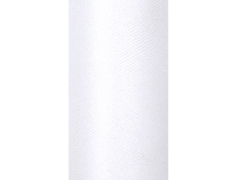Tiul z brokatem biały 15 cm x 9 m TIUG15-008