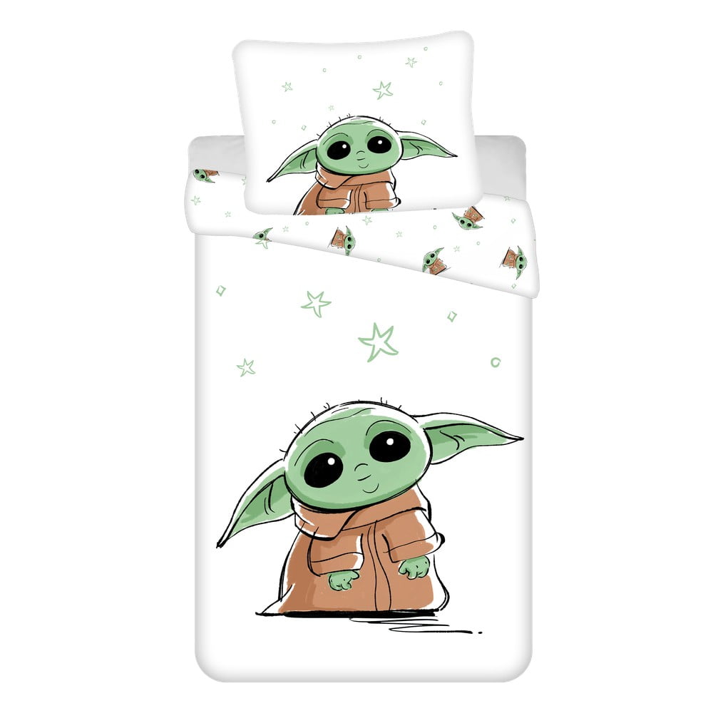 Bawełniana dziecięca pościel jednoosobowa 140x200 cm Star Wars Baby Yoda – Jerry Fabrics