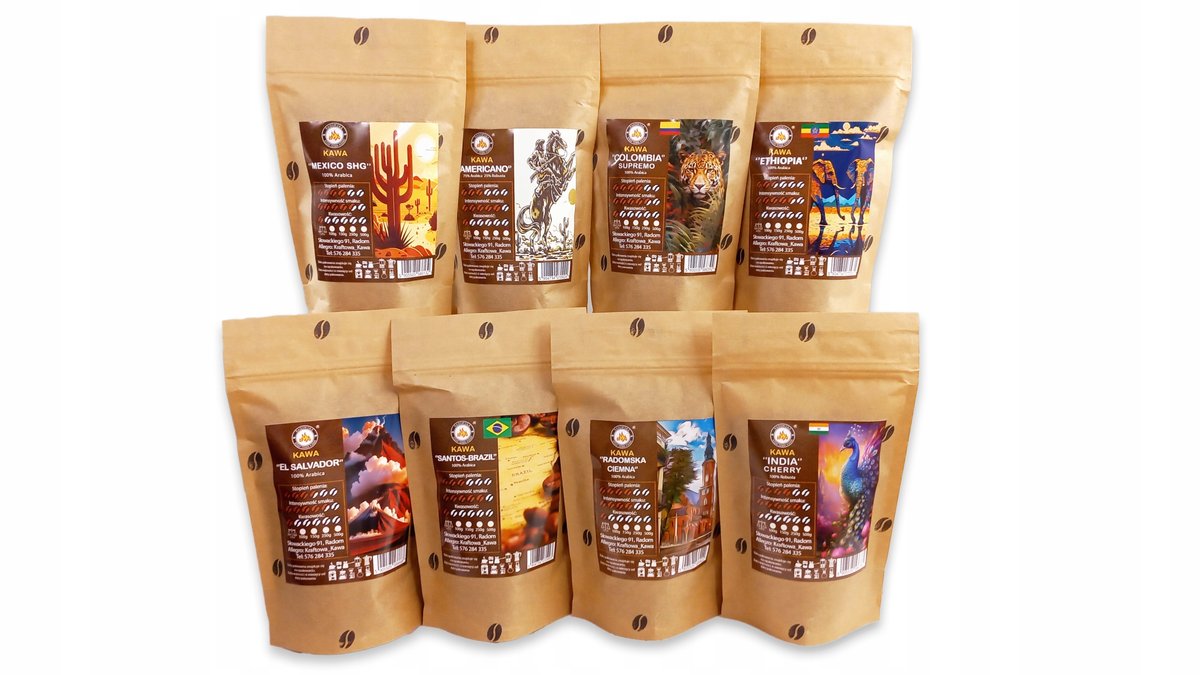 Zestaw degustacyjny kaw 8x100g ŚWIEŻO PALONA