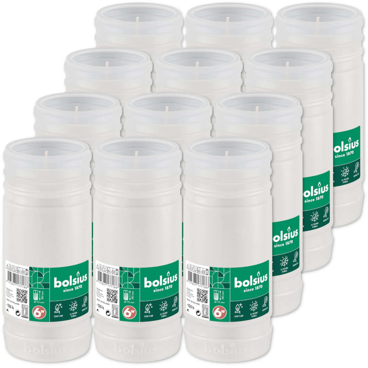Wkłady Do Zniczy Parafinowe Bolsius Nr 6 6,5D Rp6W 135H 12 Sztuk