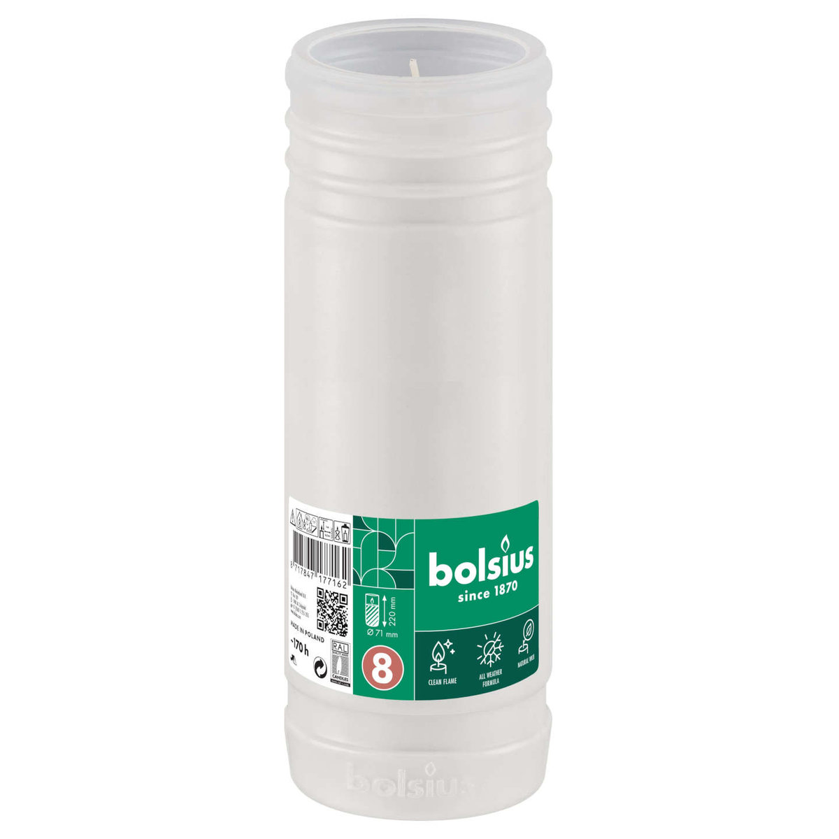 Wkład do zniczy parafinowy Bolsius NR 8 8,5D RP8 170h 1 sztuka