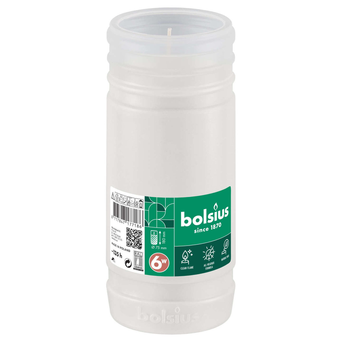 Wkład Do Zniczy Parafinowy Bolsius Nr 6 6,5D Rp6W 135H 1 Sztuka