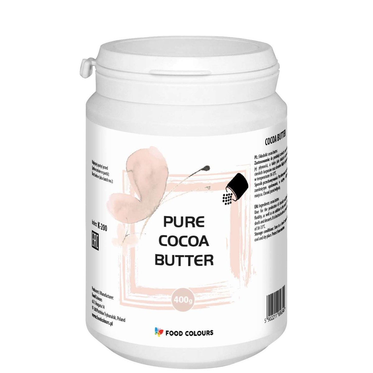 Masło kakaowe Food Colours 400g pure cocoa butter