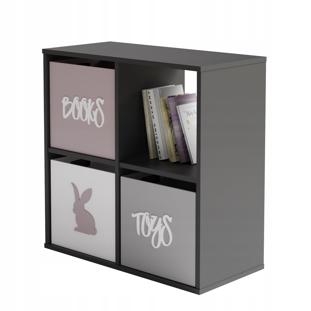 Regał podłogowy LONI otwarty 2x2 szary, półka