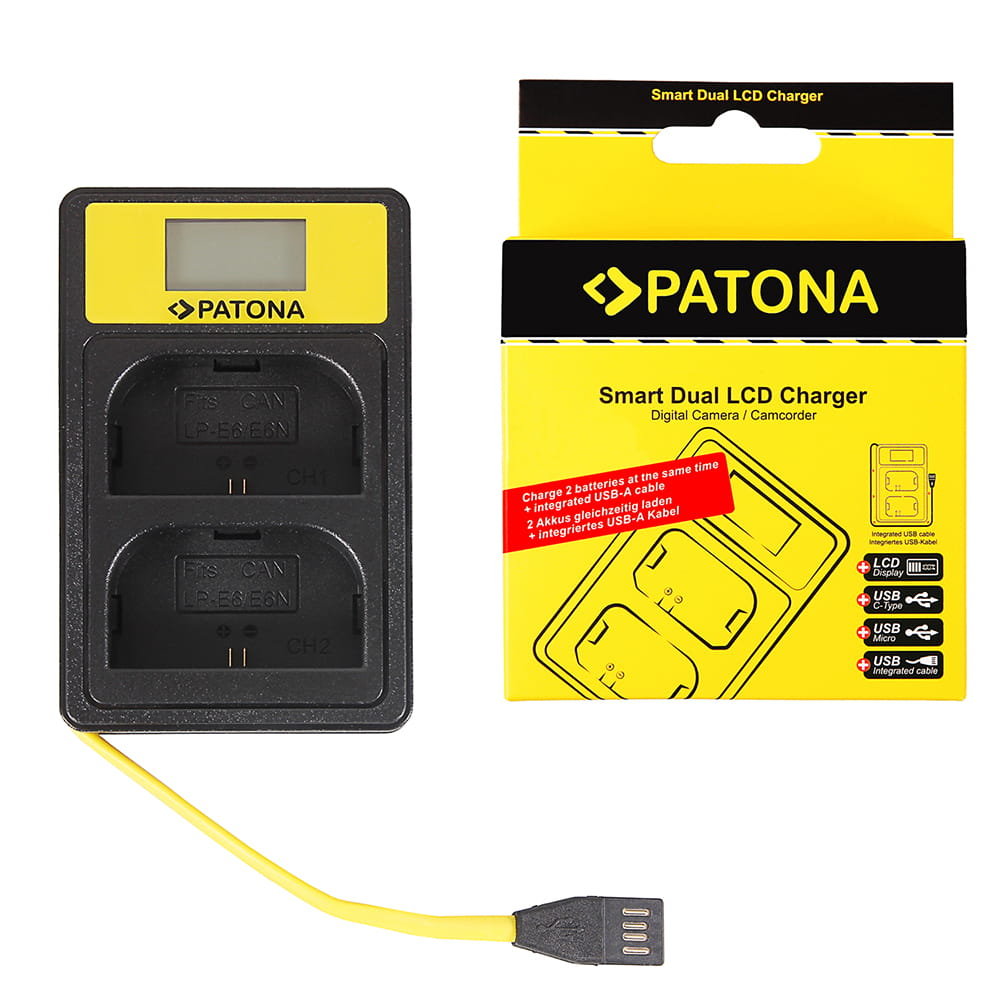 Patona Ładowarka Dual Canon LP-E6 s LCD,USB