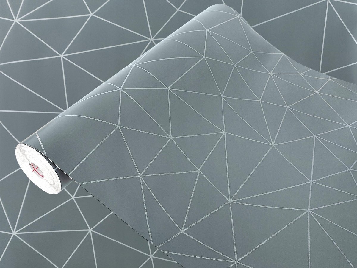 Okleina Samoprzylepna Geometryczna Srebrna Na Regał Komodę Szafkę 45x100