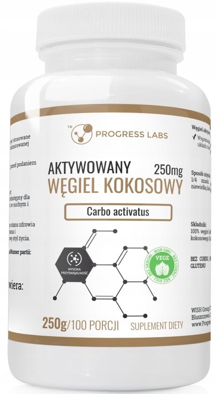 PROGRESS LABS Aktywowany węgiel kokosowy 250 g