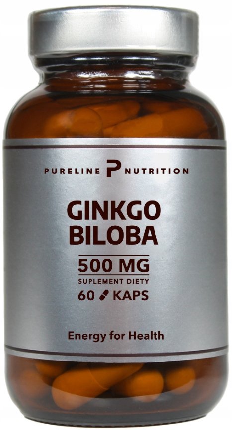 Pureline Nutrition Ginkgo Biloba Miłorząb japoński 500mg, 60 kaps.