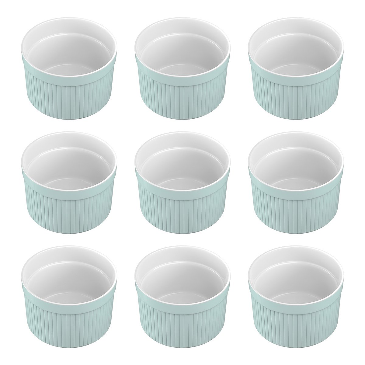 6- elementowy zestaw foremek do sufletów i zapiekanek z porcelany Jasnoniebieski