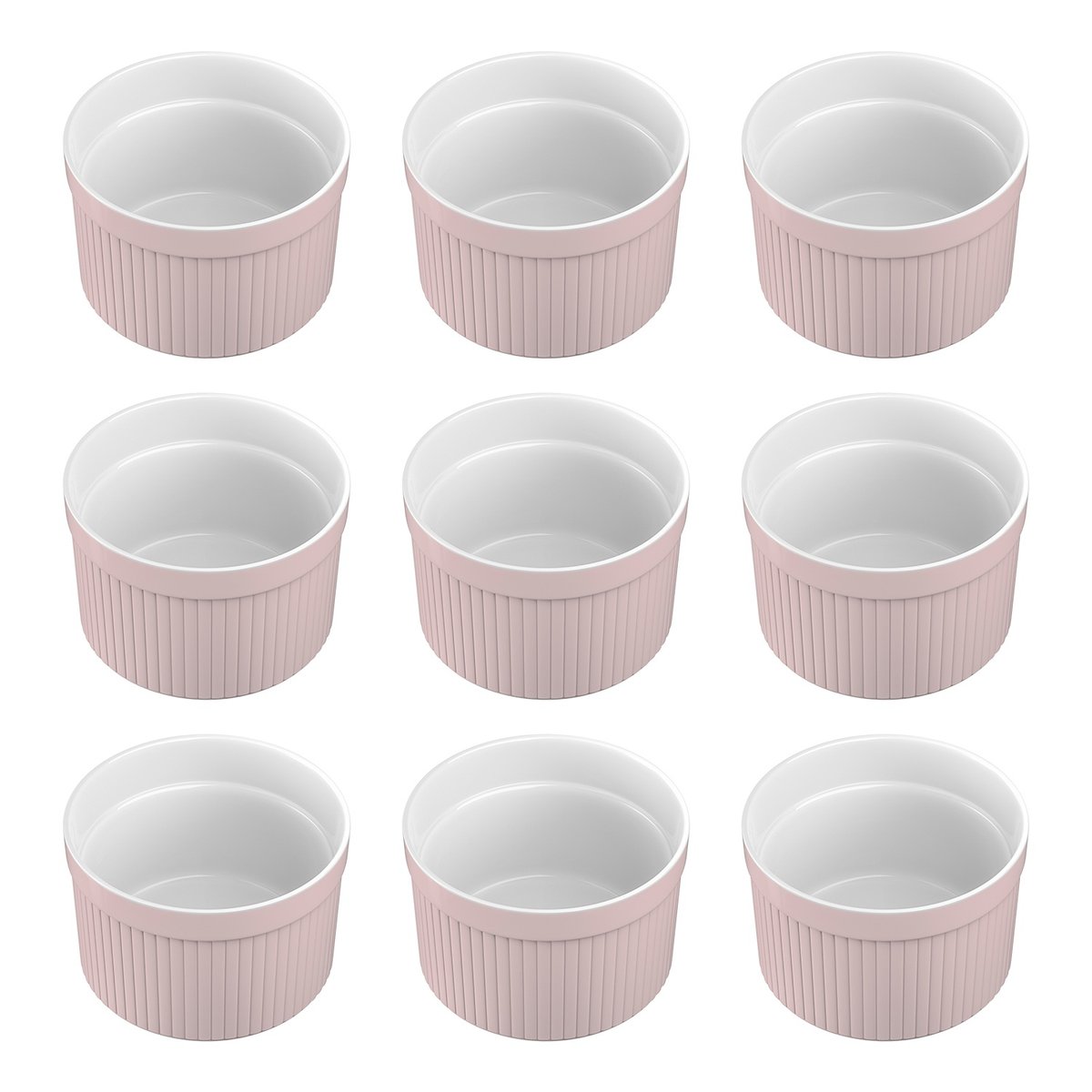 6 - elementowy zestaw foremek do sufletów i zapiekanek z porcelany Jasnoróżowy
