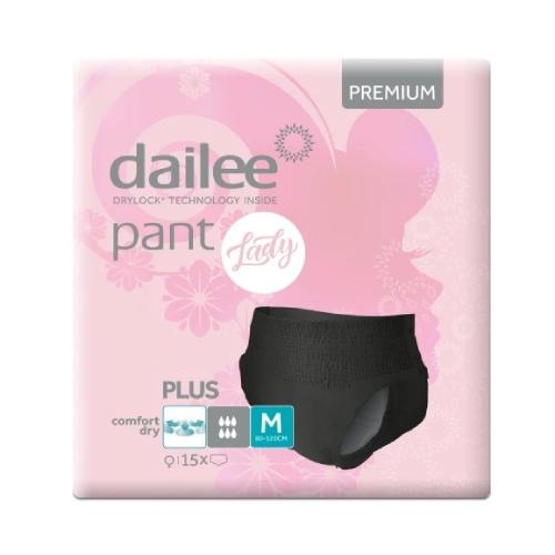 DAILEE Pant Lady Plus Black PREMIUM M Majtki chłonne czarne, 15szt.