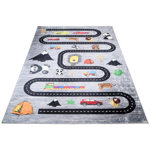 Szary dywan z drogą do pokoju chłopca E0-W60