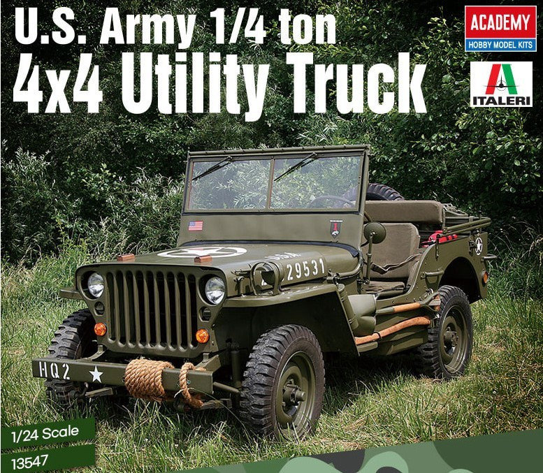 Academy, Model plastikowy U.S. Army 1/4 ton 4x4 Utility Truck 1/24