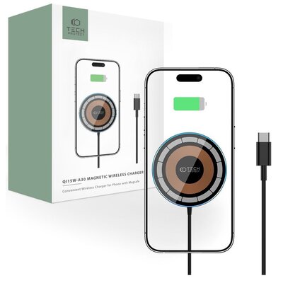 Tech-Protect Ładowarka indukcyjna QI15W A30 Magnetic MagSafe Wireless Charger, czarna