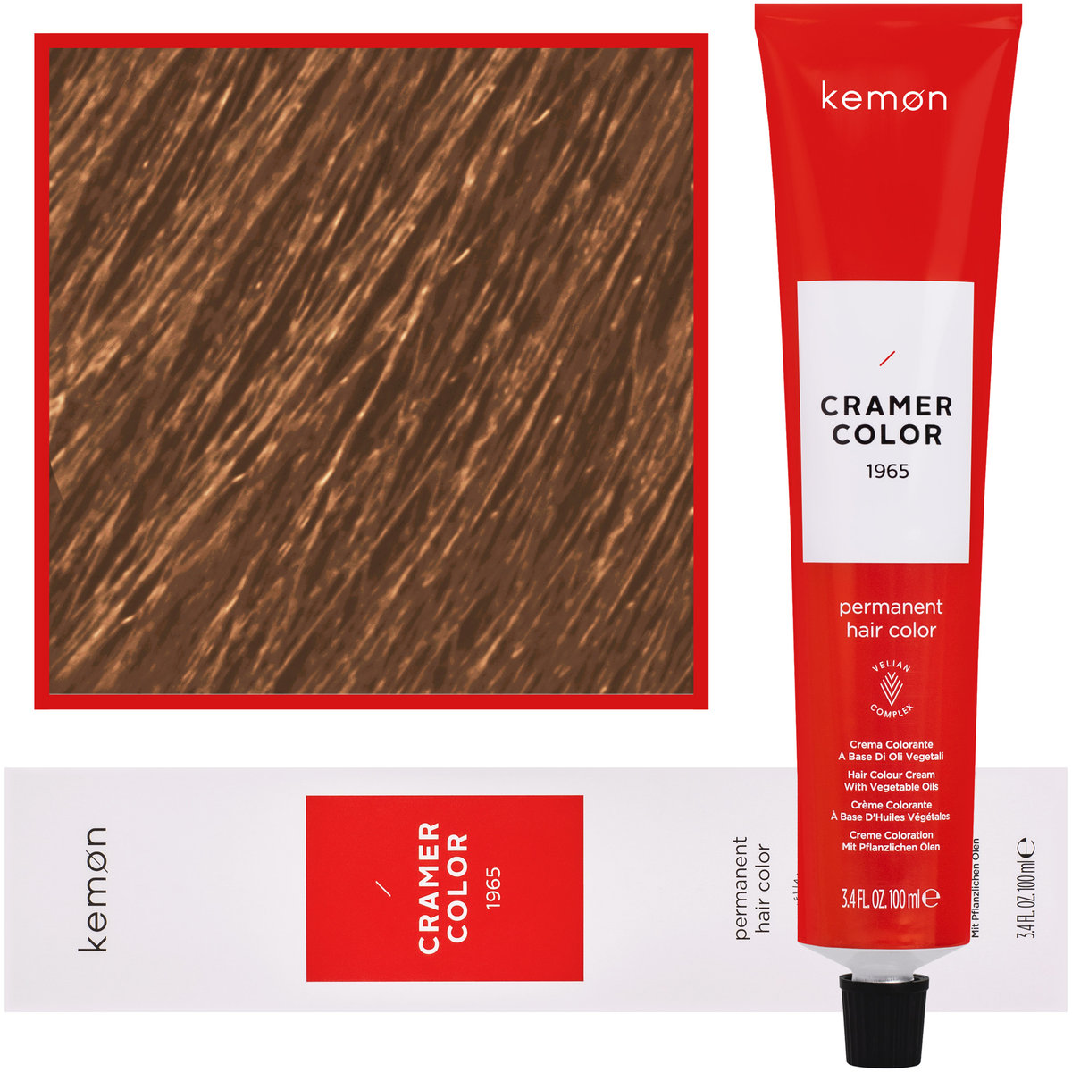 Kemon, Cramer Color 100ml kremowa farba do włosów z olejkami roślinnymi 8,36 Jasny Złoty Mahoniowy Blond