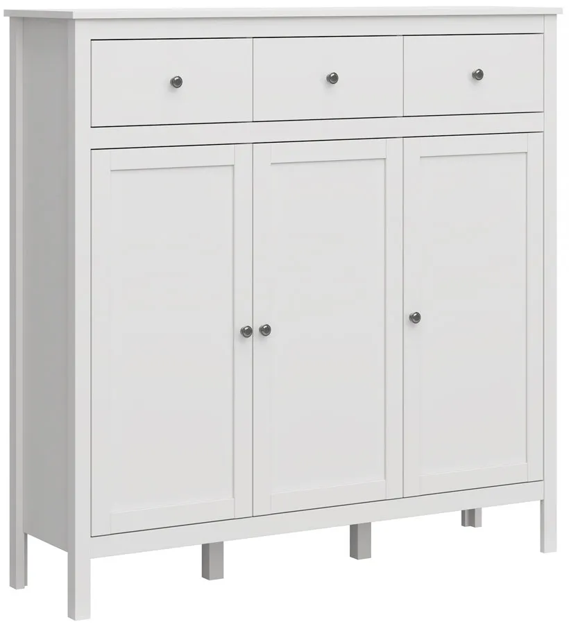 Biała Wysoka Komoda Z 3 Szufladami I 3 Szafkami T7-G96