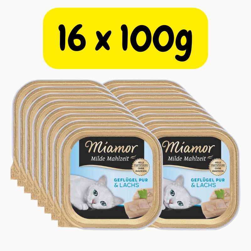 Miamor drób z łososiem 16x100g tacka