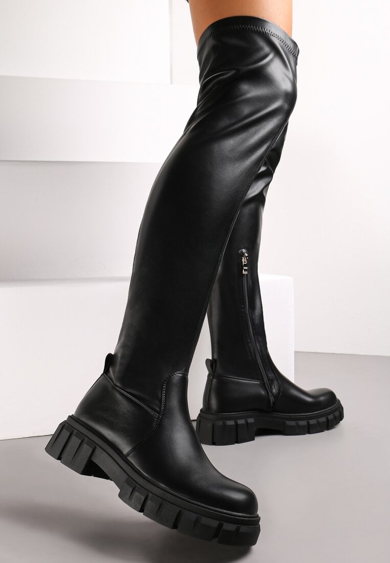 Czarne Kozaki za Kolano z Protektorem Tulliara