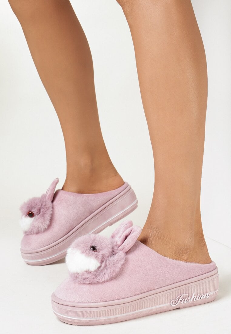 Różowe Kapcie na Grubej Podeszwie Puppis