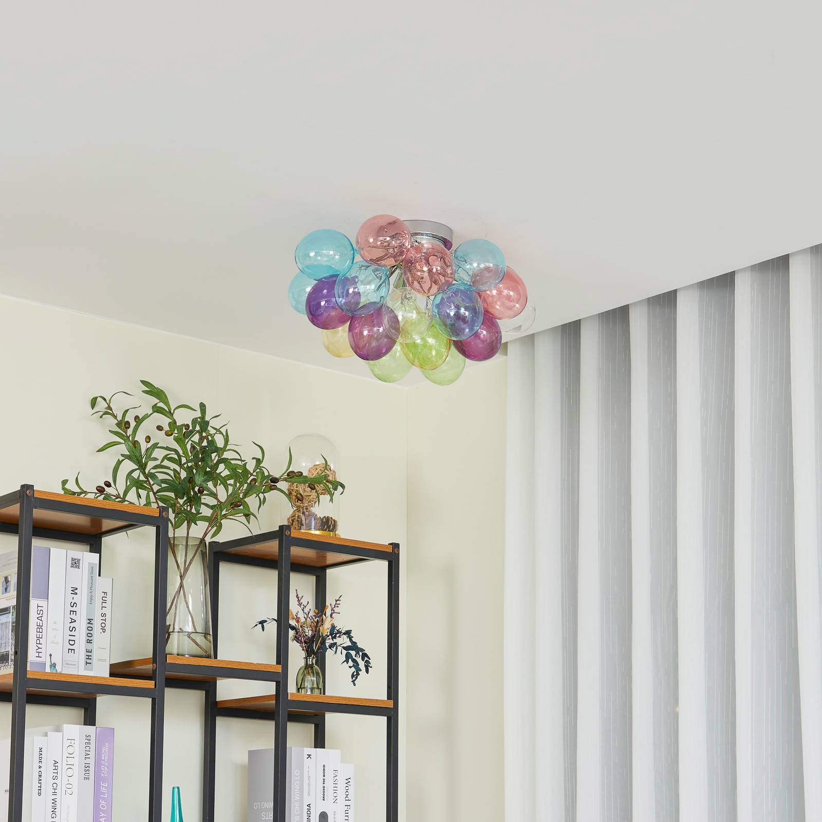 Lampa sufitowa Lucande Diborah, kolorowa, szkło, Ø 50 cm, G9