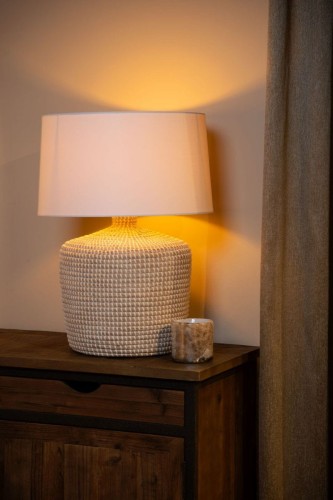 Ambala lampa stołowa 1xE27 biała/naturalna 10552/81/73