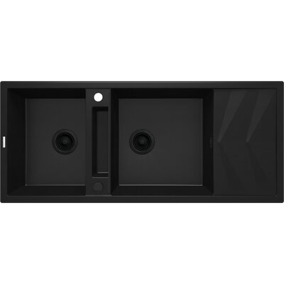 Deante Magnetic Zlewozmywak granitowy dwukomorowy 116x50 cm nero ZRMN213