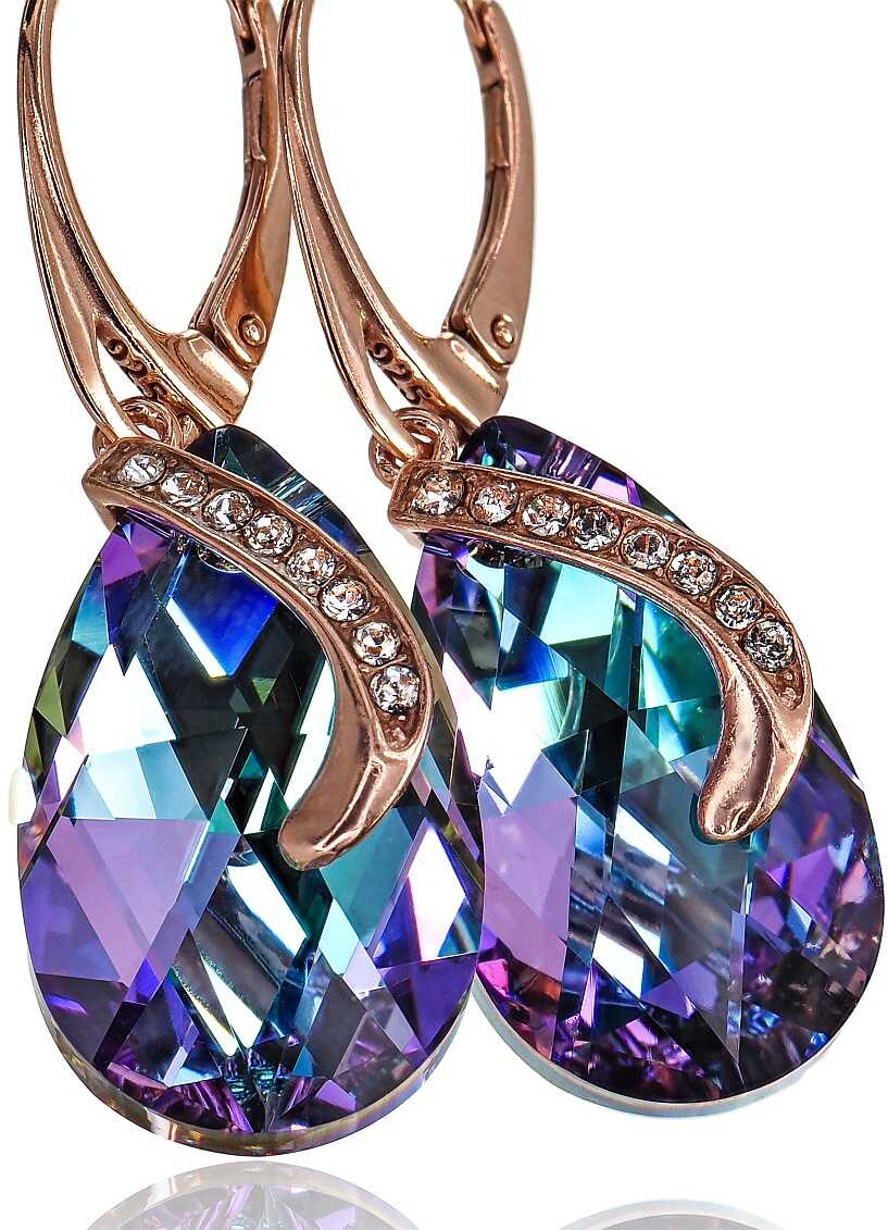 Kryształy kolczyki VITRAIL SENTI RÓŻOWE ZŁOTO SREBRO