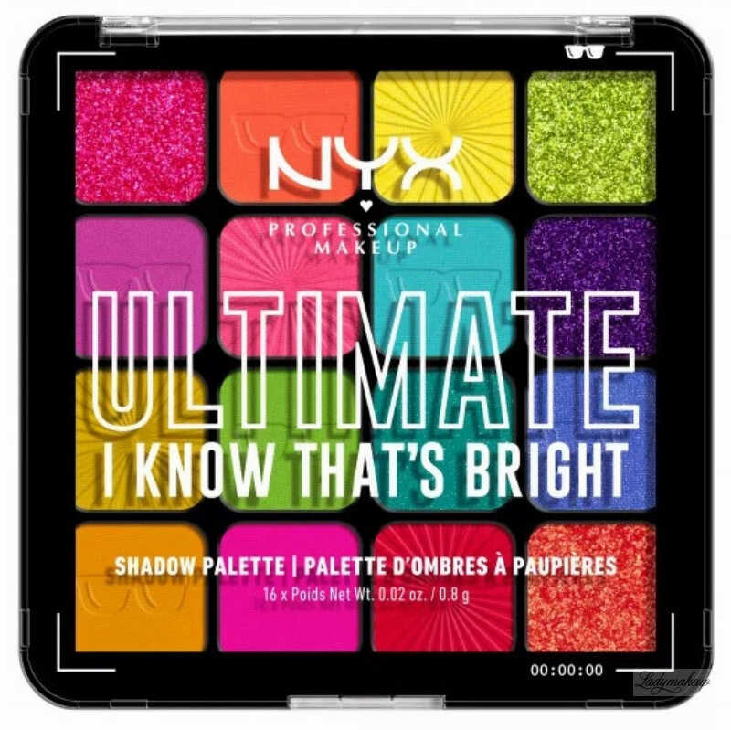 NYX Professional Makeup - ULTIMATE - SHADOW PALETTE - Paleta 16 cieni do powiek - 04 I KNOW THAT''S BRIGHT - 16 x 0,8 g