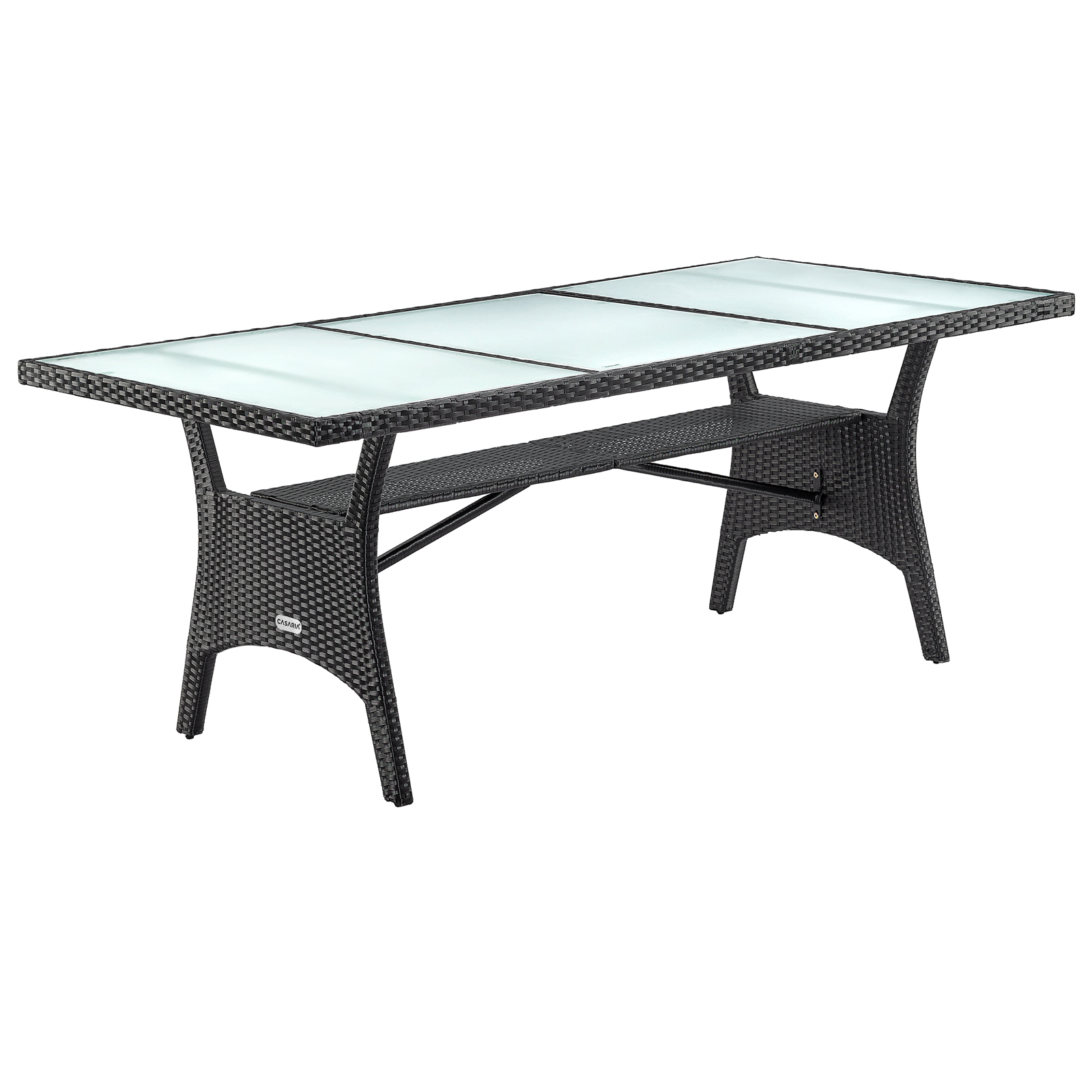 Stół ogrodowy rattan szklany blat Czarny 190x90x75cm