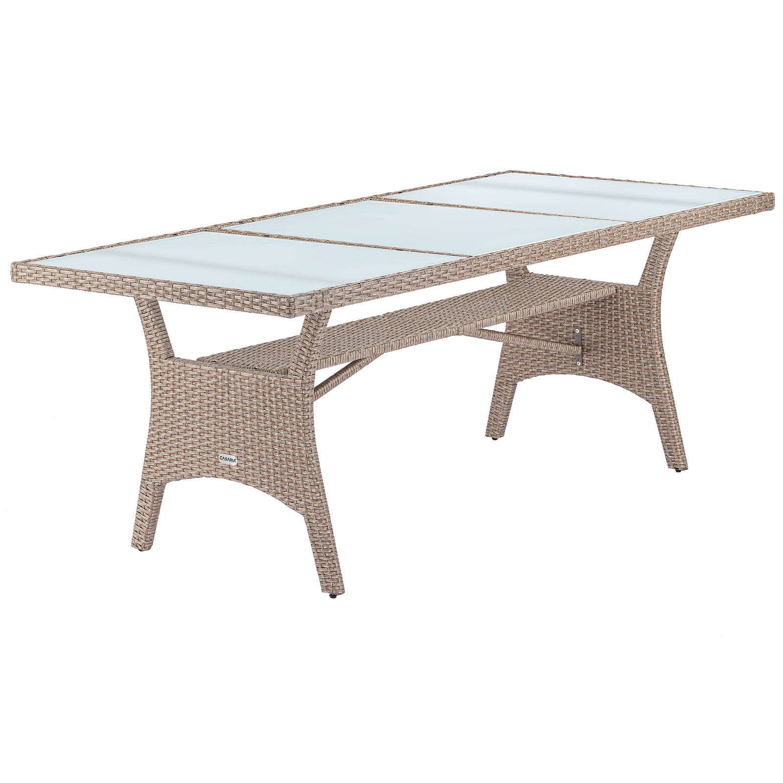 Stół ogrodowy rattan szklany blat kremowy 190x90x75cm