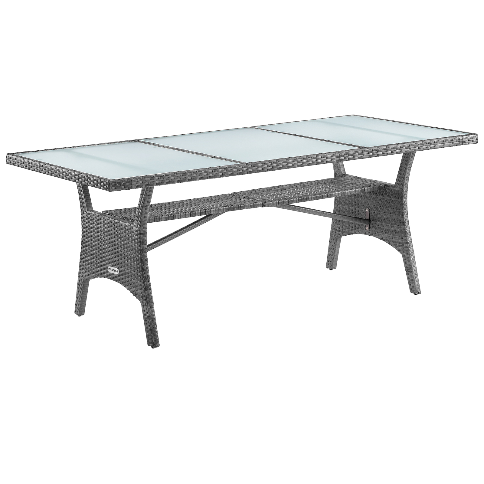 Stół ogrodowy rattan szklany blat szary 190x90x75cm