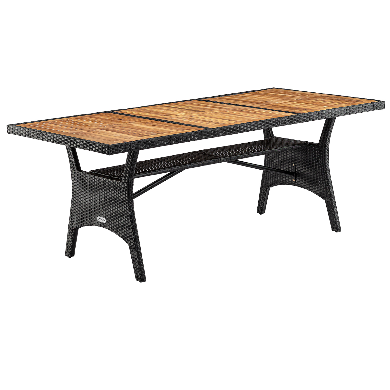 Stół ogrodowy Takeo czarny 190x90x74cm rattan akacja