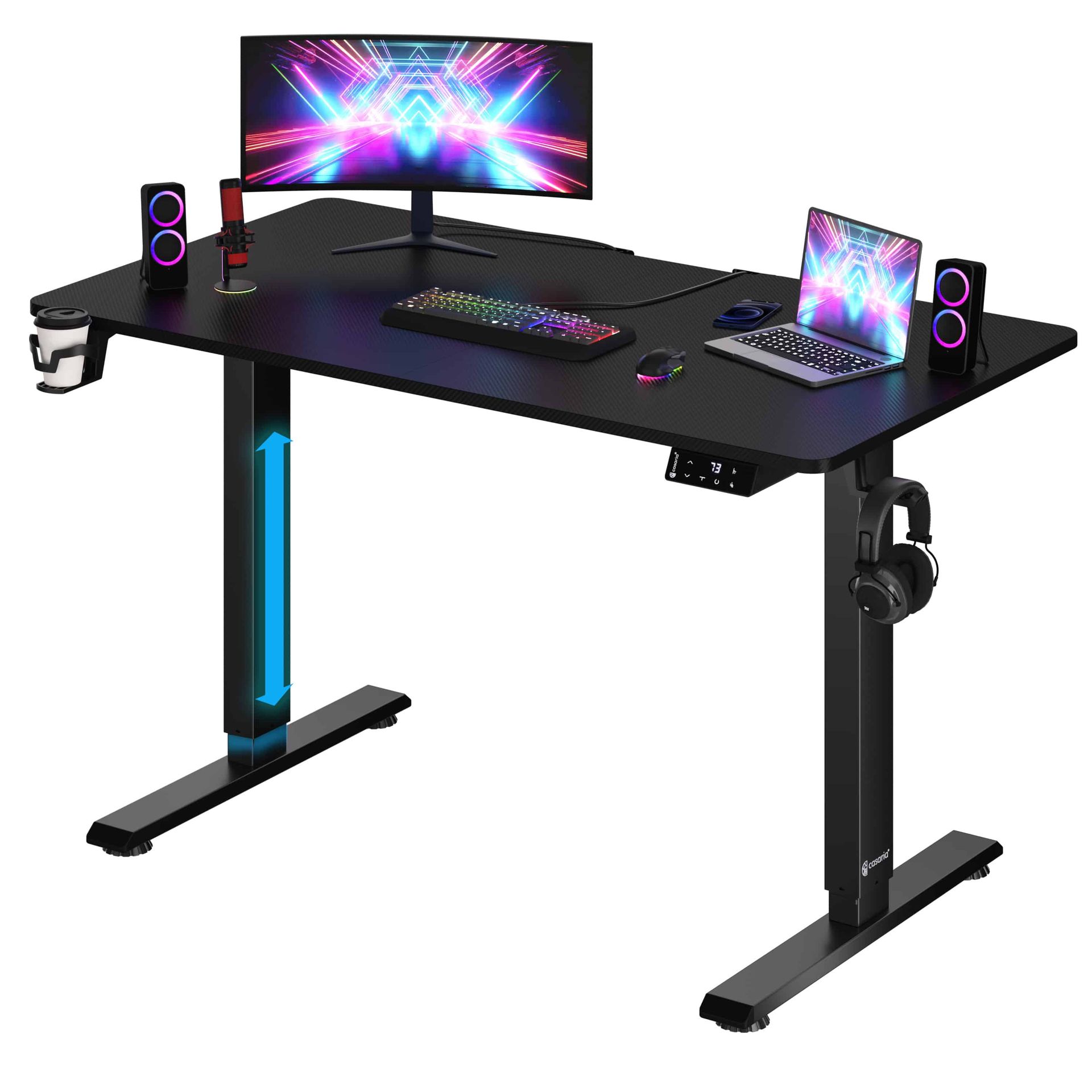 Biurko Elektryczne reg. wysokości czarne 110x60x73-118cm