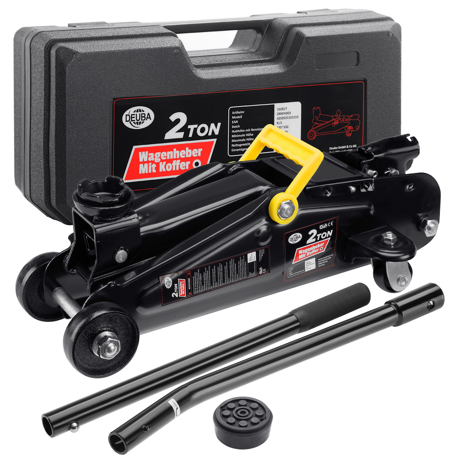 Podnośnik hydrauliczny Czarny 2t 85-330mm Walizka