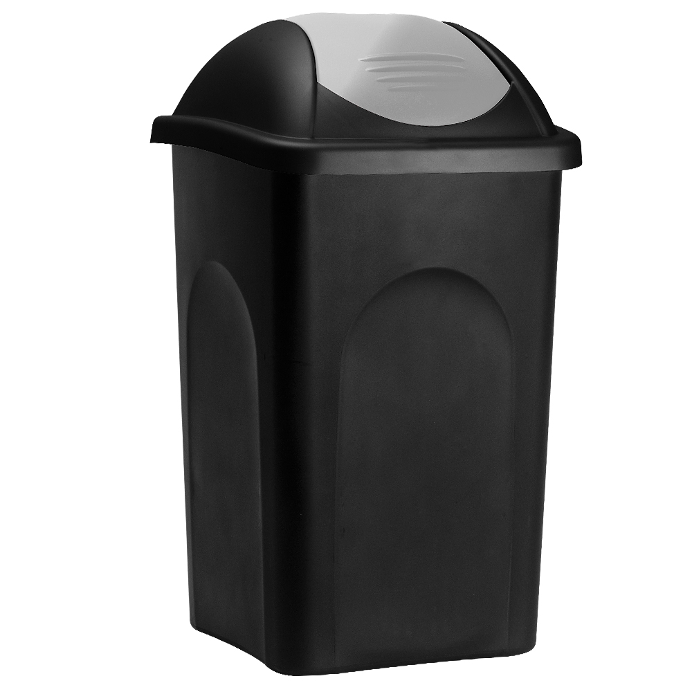 Kosz na śmieci Czarny/Srebrny Plastikowy ^0L
