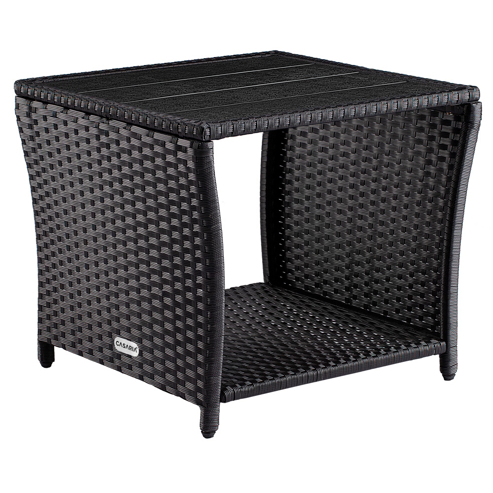 Stolik ogrodowy Vedis boczny rattan WPC Czarny 45x45x40cm