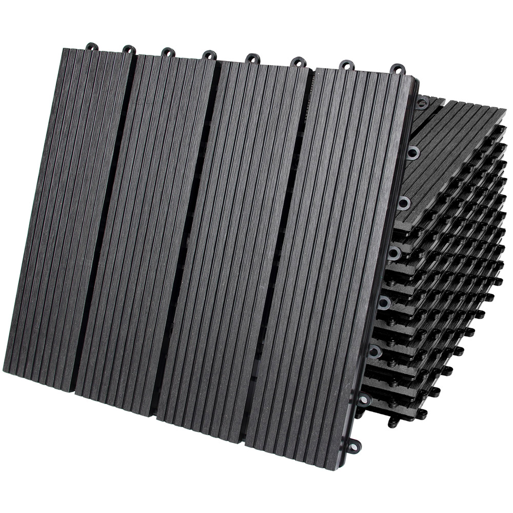 Płytki WPC Zestaw 11 szt. Klasyczne Antracyt 30x30cm