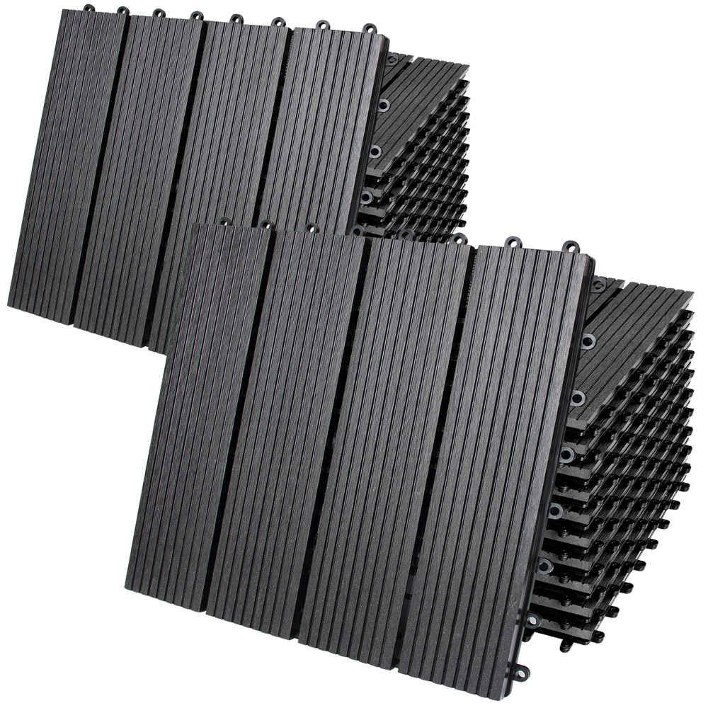 Płytki WPC Zestaw 22 szt. Klasyczne Antracyt 30x30cm