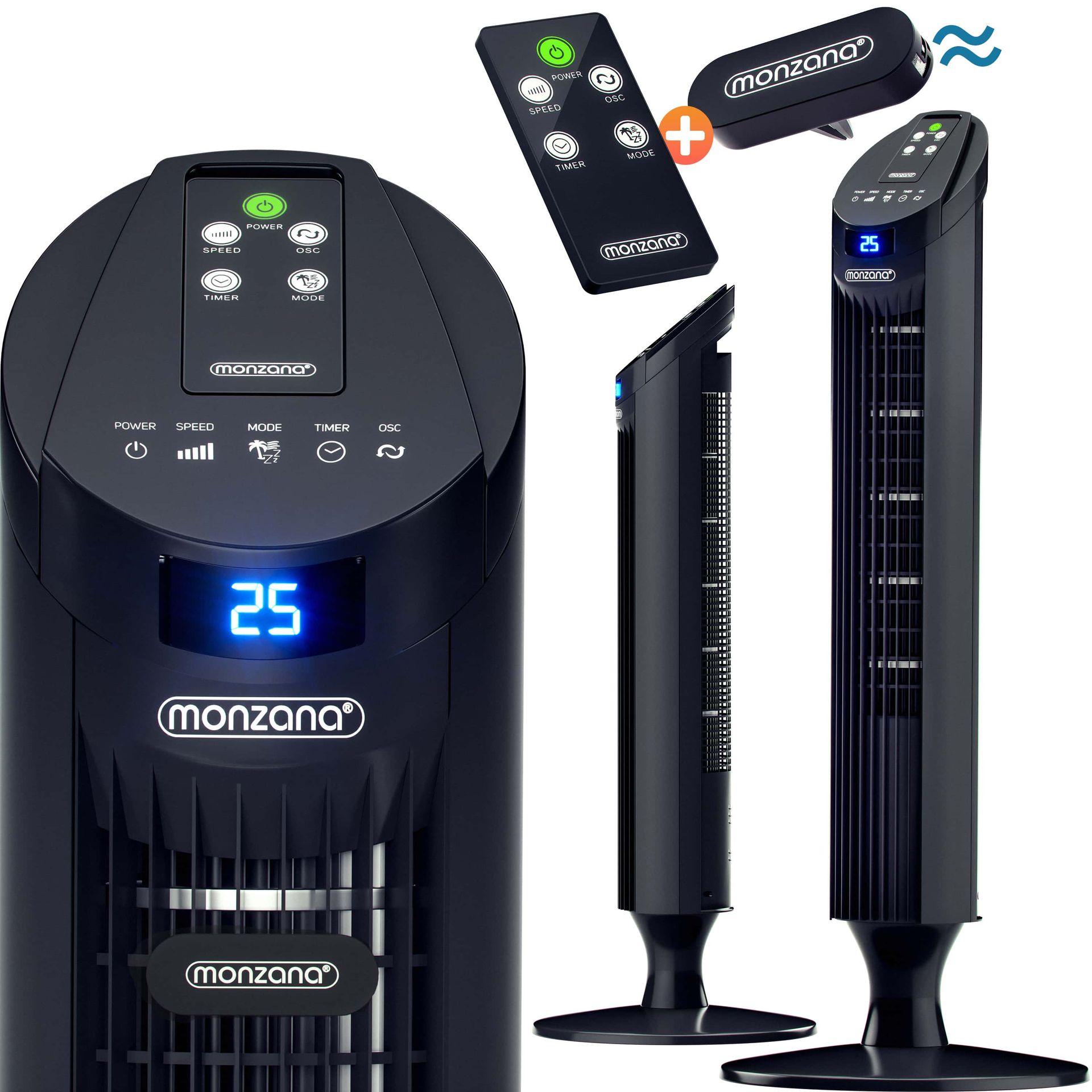 Wentylator kolumnowy Czarny 84cm Pilot Zdalne Sterowanie