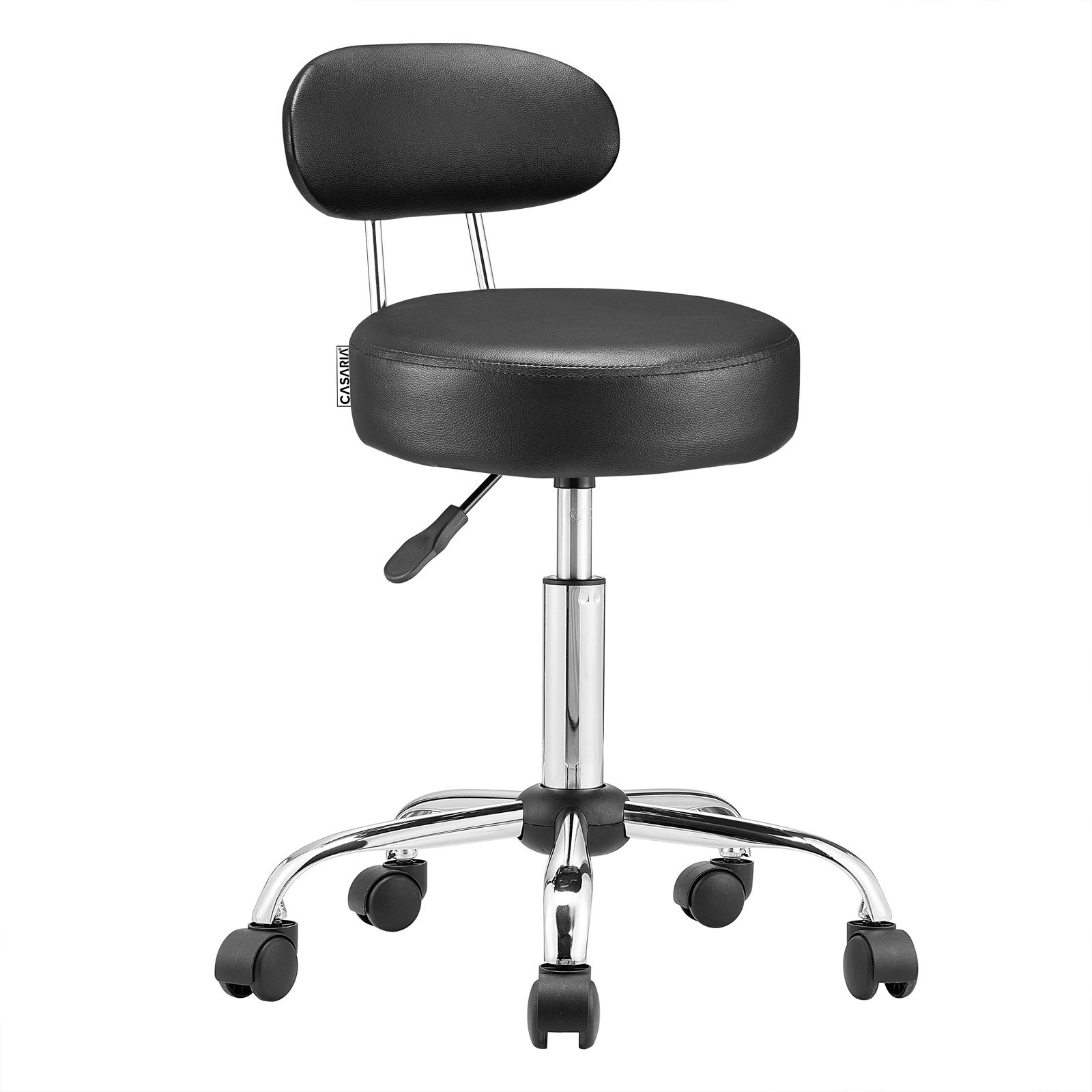 Taboret obrotowy Czarny 360° z Oparciem