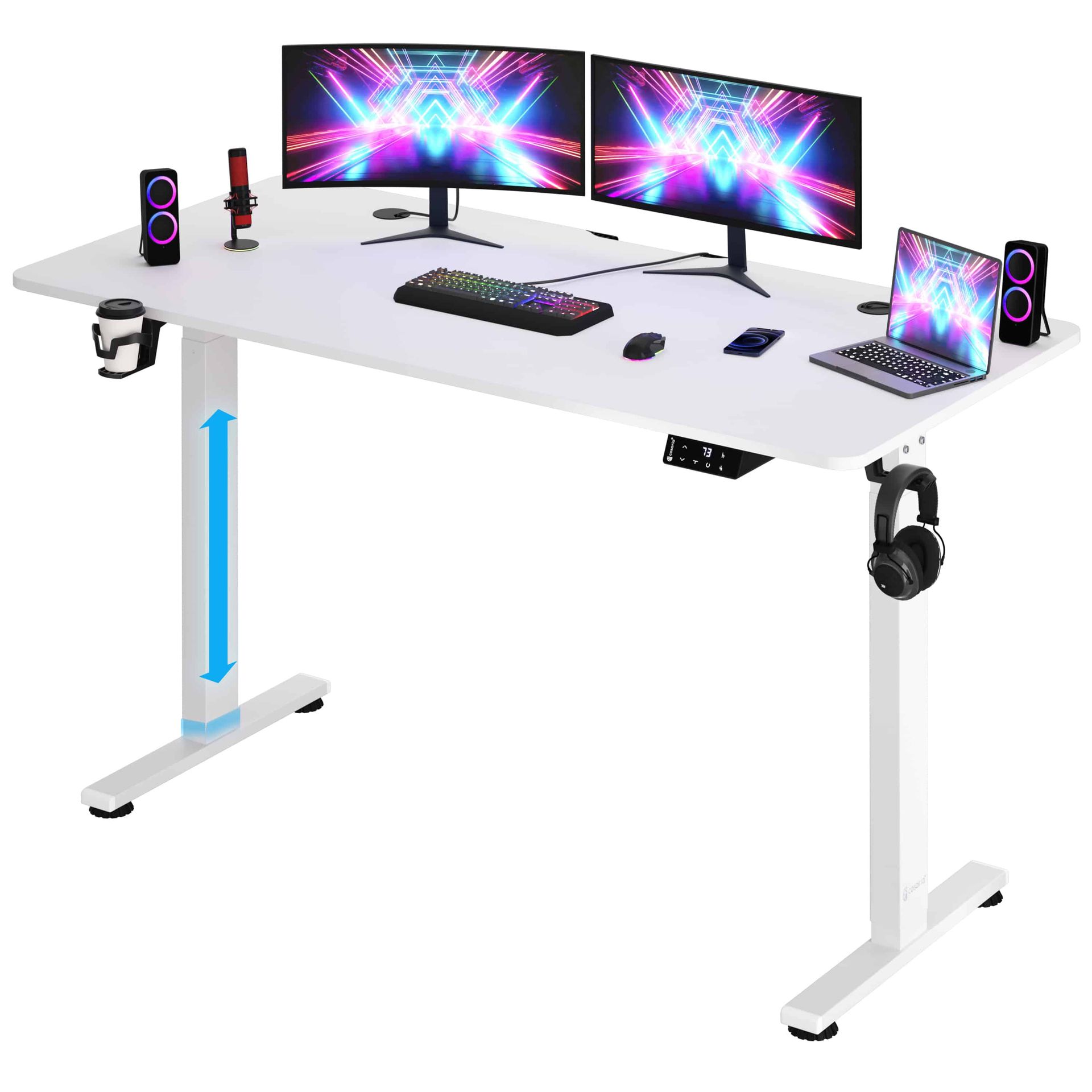 Biurko Elektryczne reg. wysokości białe 140x60x73-118cm
