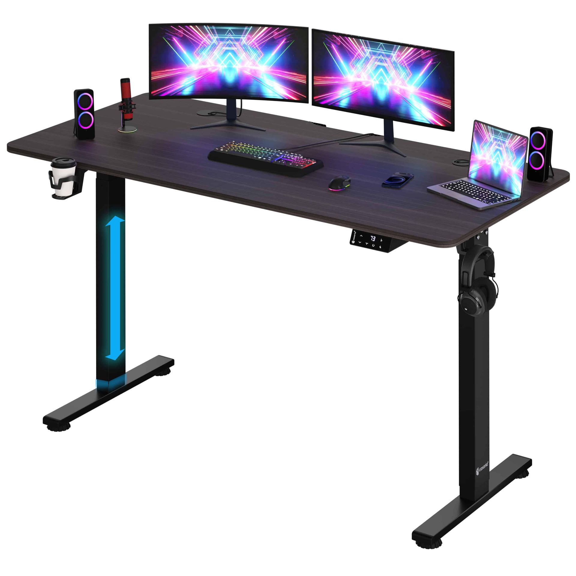 Zdjęcia - Biurko  Elektryczne reg wysokości brązowe 140x60x73-118cm